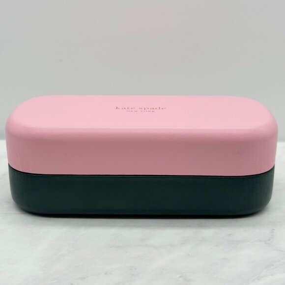 Kate Spade Pink Green X Large Authentic Sunglasses Eyeglasses Case w/ Cloth - Picture 2 of 6